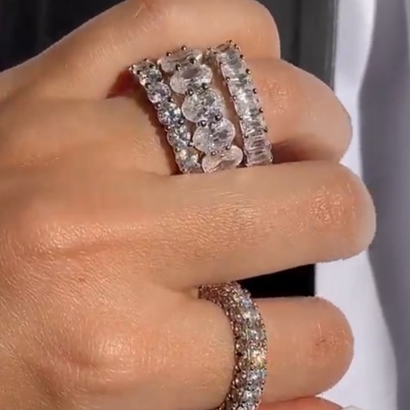 Sterling silver Oval Eternity Wedding Band 5 6 7 8 - Picture 5 of 14